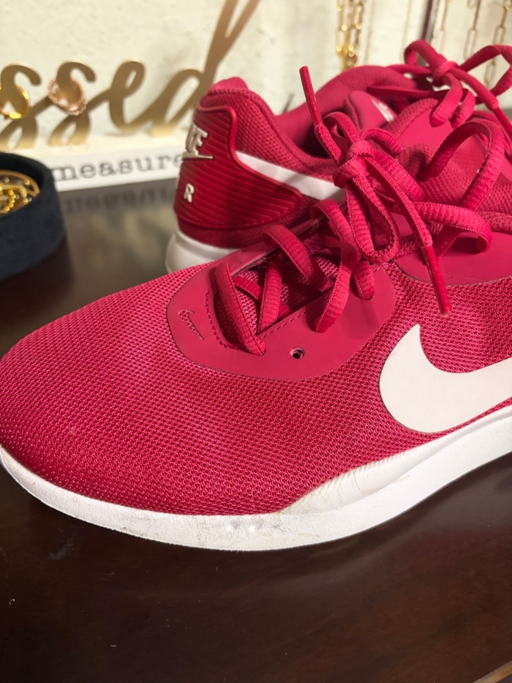 Nike women Red and White Air Mesh Sneaker - Picture 2 of 7
